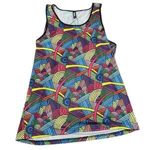 ST33LE Printed Stretch Mesh Tank Mens Large Rainbow Maximalist Kidcore Festival